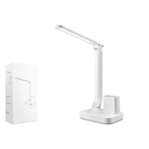 ELBA Q21-1 Ayarlanabilir Katlanabilir USB Şarjlı Kalemlikli LED Masa Lambası 5W Beyaz
