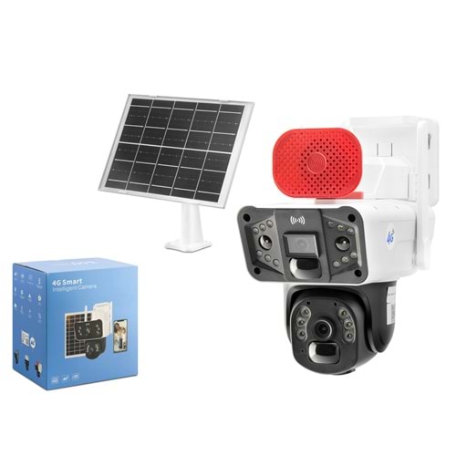 X5-TECH RX-47AI Solar 4G SIM Kartlı Speed Dome IP Güvenlik Kamerası 2 x 3MP PTZ Beyaz