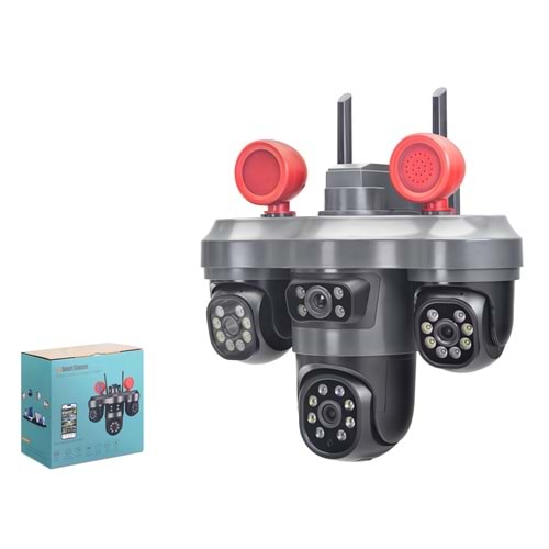 X5-TECH RX-55W Wi-Fi Speed Dome IP Güvenlik Kamerası 3 x 3MP V380 Pro Gri Siyah