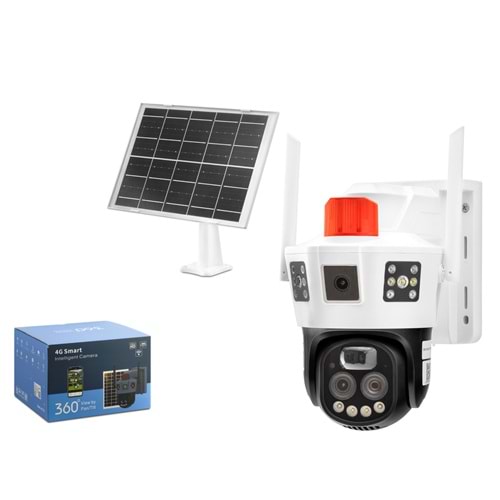 X5-TECH RX-584G Solar 4G SIM Kartlı Speed Dome IP Güvenlik Kamerası 2 x 3MP 10x Zoom Beyaz