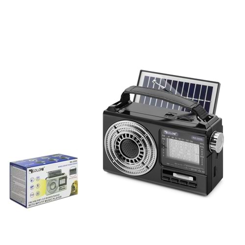 GOLON RX355S Bluetooth Nostalji Solar Speaker Siyah