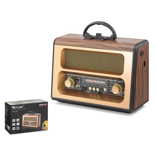 GOLON RXBT88 Bluetooth Nostaljik FM Radyo TWS USB TF AUX Taşınabilir Hoparlör - Kahverengi