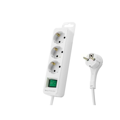 S-LINK SPGF03 Akım Korumalı Uzatma Kablosu 3 Priz Anahtarlı 1.5 m Beyaz