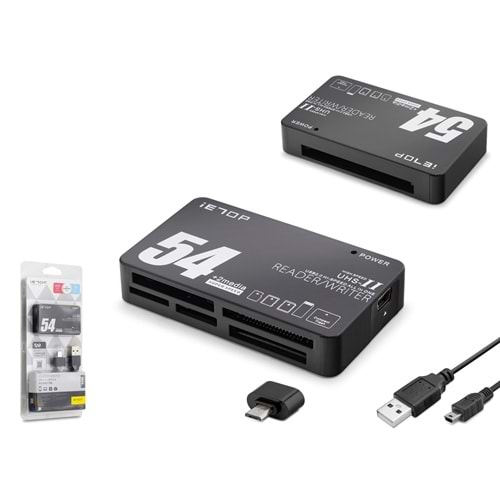 iETOP TC209 USB Type-C All in One Kart Okuyucu SD MicroSD MMC MS 480 Mbps Siyah