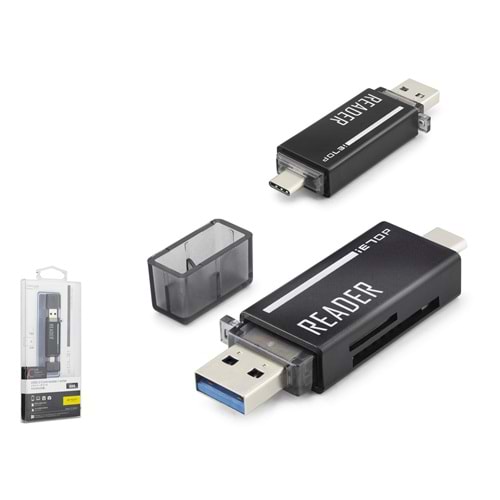 iETOP TC306AC USB Type-C 3.2 Gen1 Kart Okuyucu SD MicroSD 5 Gbps Siyah