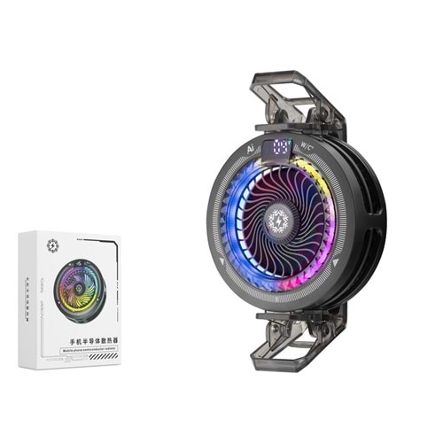 HADRON TH25PRO Telefon Soğutucu Fan RGB Isı Göstergeli Siyah