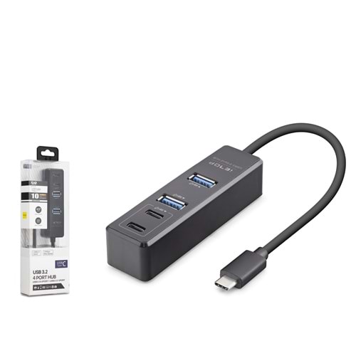 iETOP TU1009 Type-C 3.2 Gen2 Hub 4 Port 10 Gbps Siyah