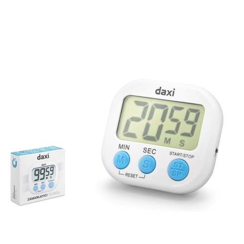 DAXI TX-100 Dijital Zamanlayıcı Kronometre 99 Dakika 59 Saniye Beyaz