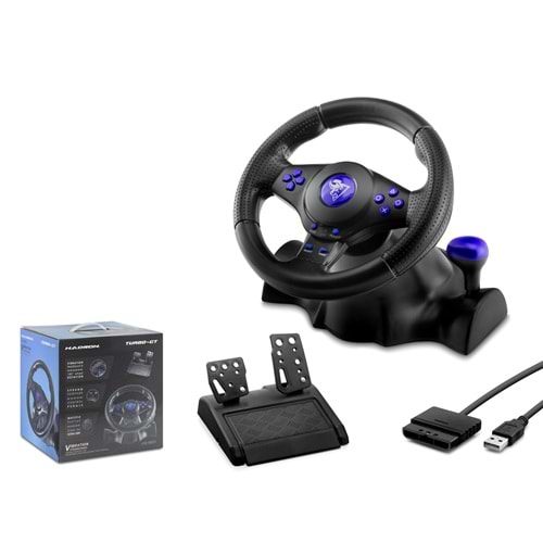 HADRON VW9803 Oyuncu Direksiyon Seti 180° PC PS3 PS2 Uyumlu Siyah
