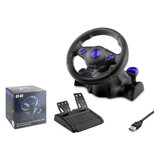 HADRON VW9824 Oyuncu Direksiyon Seti 180° PS4 PS3 PS2 PC Xbox Switch Android Uyumlu Siyah
