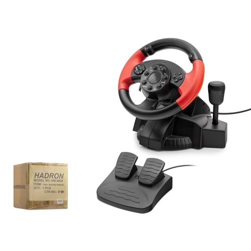 HADRON VW9829-TGKH Oyuncu Direksiyon Seti 270° PS4 PS3 PS2 PC Xbox Android Uyumlu Siyah Tamir Görmüş Kutu Hasarlı