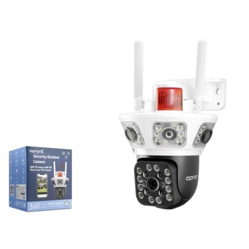 APRONX WP390 Wi-Fi Speed Dome IP Güvenlik Kamerası 3 x 3MP PTZ Beyaz Siyah