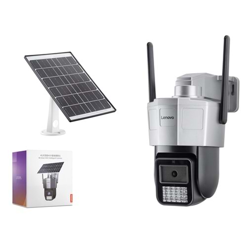 LENOVO X6T4G Smart Solar 4G SIM Kartlı IP Güvenlik Kamerası 3MP AOV PTZ - Siyah