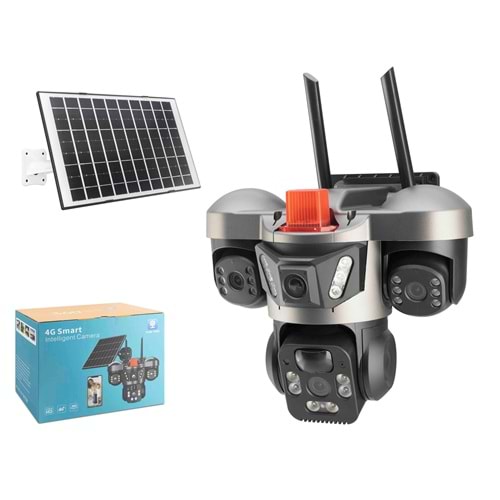 X5-TECH YT-66G Solar 4G SIM Kartlı Speed Dome IP Güvenlik Kamerası 3 x 3MP V380 PTZ Gri Siyah