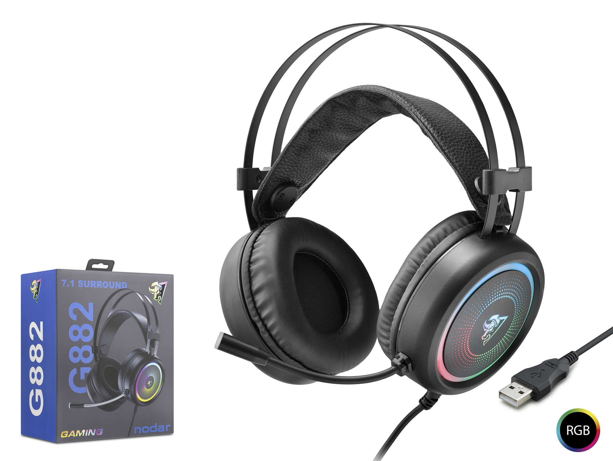 NODAR G882 USB RGB 7.1 Surround Over-Ear Mikrofonlu Gaming