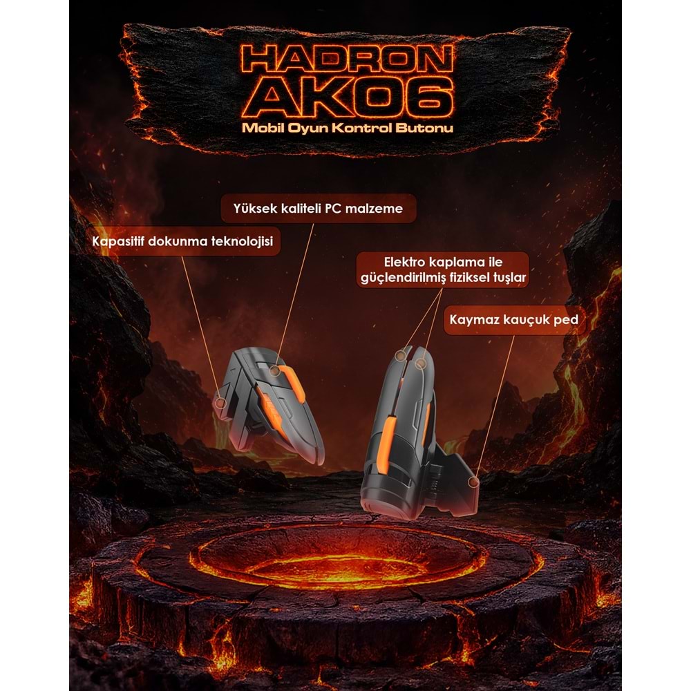 HADRON AK06 Mobil Oyun Kontrol Aparatı 4 Butonlu Siyah Turuncu