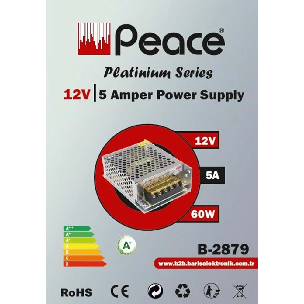 Peace B2879 Metal Adaptör 12V 5A Silver