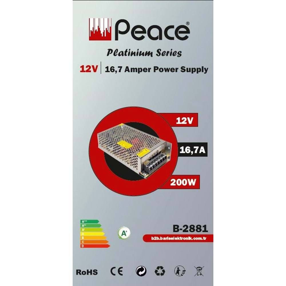 Peace B2881 Metal Adaptör 12V 16,7A Silver
