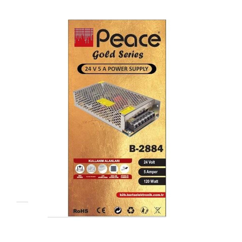 PEACE B2884 LED Kamera Adaptörü Metal Kasalı 120W 24V 5A