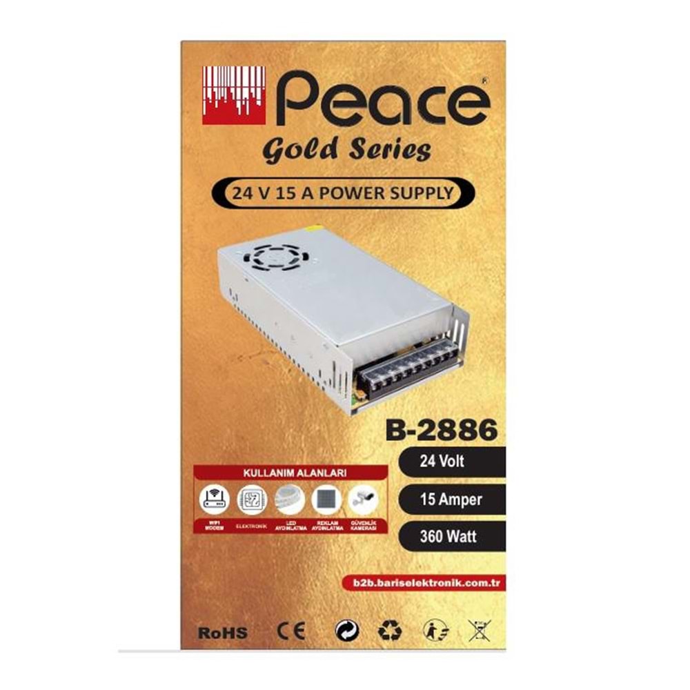 Peace B2886 Metal Adaptör 24V 15A Silver