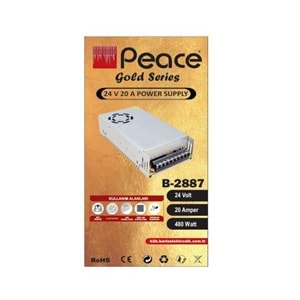 PEACE B2887 LED Kamera Adaptörü Metal Kasalı Fanlı 480W 24V 20A