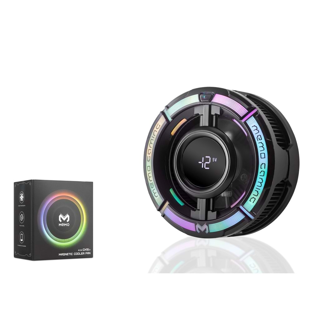 HADRON CX15 Manyetik Telefon Soğutucu Fan 15W RGB Dijital Ekranlı Siyah