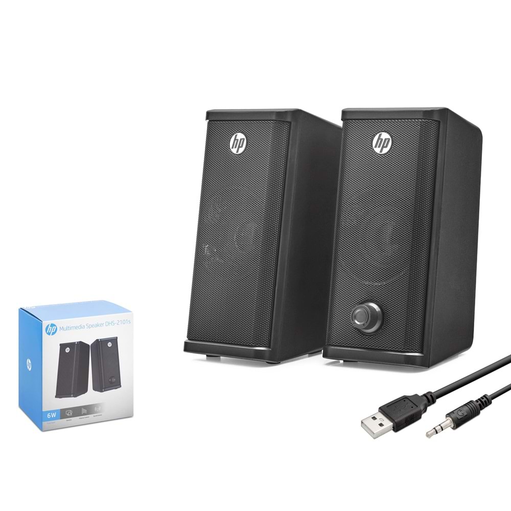 HP DHS-2101S Masaüstü Hoparlör 1+1 USB + 3.5 mm 6 W - Siyah
