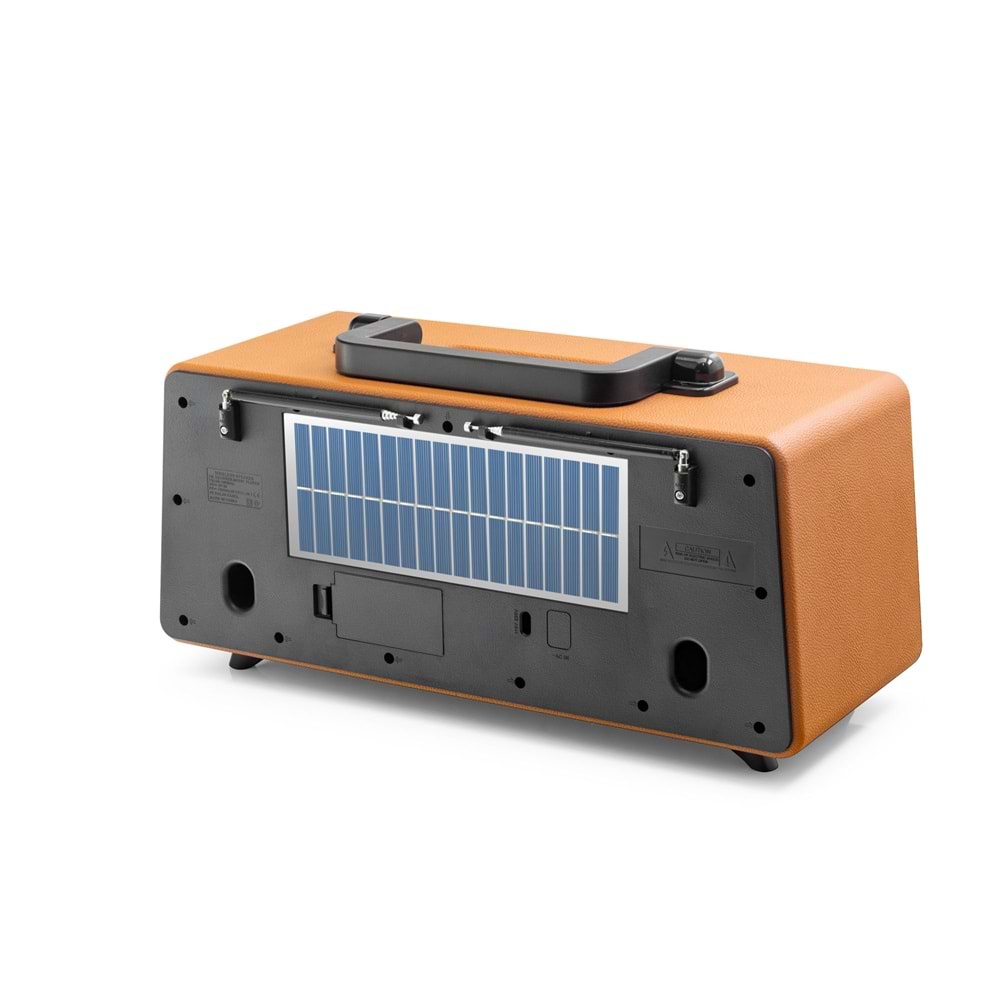 FEPE FP392S Bluetooth Nostaljik FM Radyo USB TF AUX Solar Şarjlı RGB Alev Efektli Taşınabilir Hoparlör