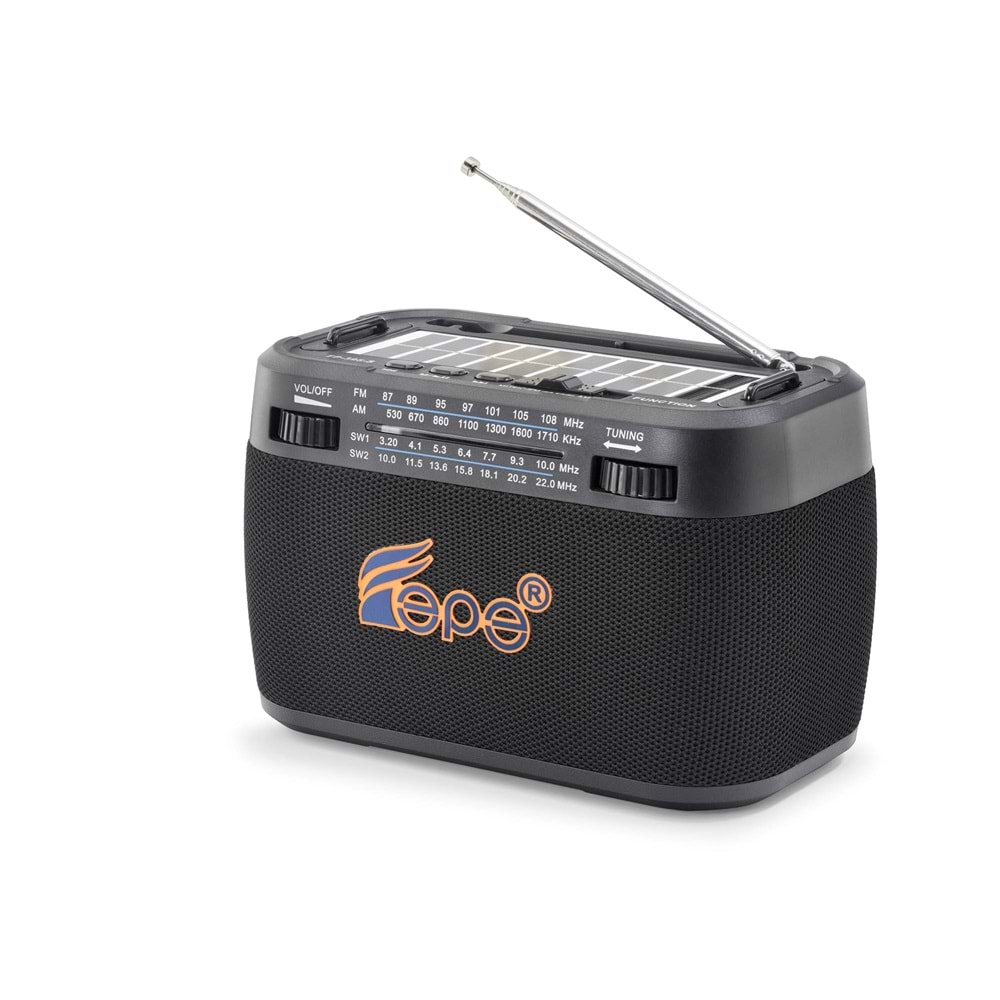 FEPE FP395S Bluetooth FM Radyo USB TF AUX Solar Şarjlı Taşınabilir Kamp Hoparlör