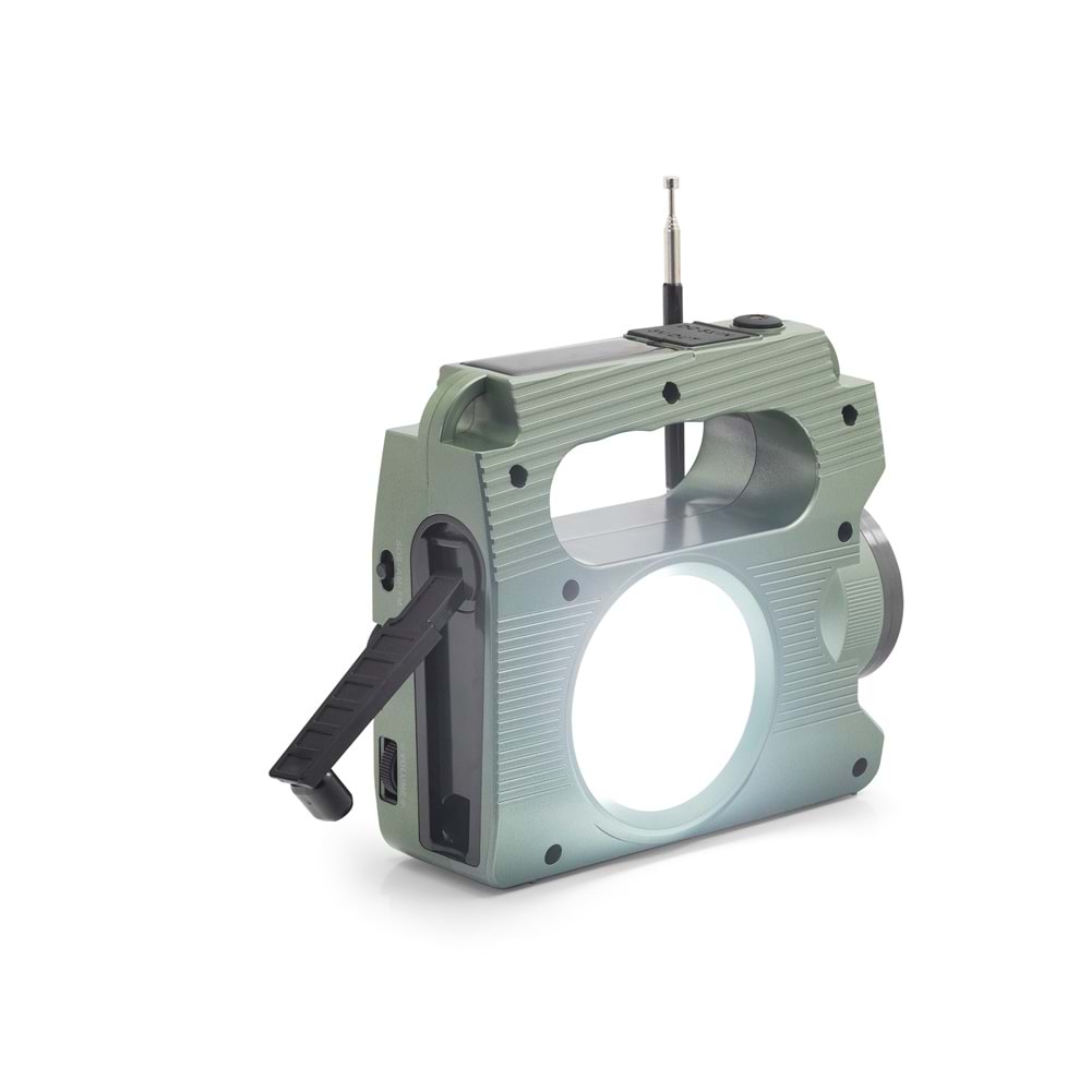 FEEXOT FX2519S Bluetooth FM Radyo USB Solar Şarjlı Dinamolu LED El Fenerli Taşınabilir Kamp Hoparlör