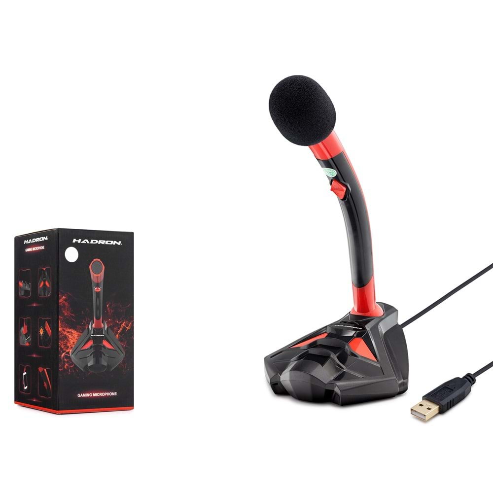 HADRON G100 Gaming Masaüstü Mikrofon USB - Siyah Kırmızı