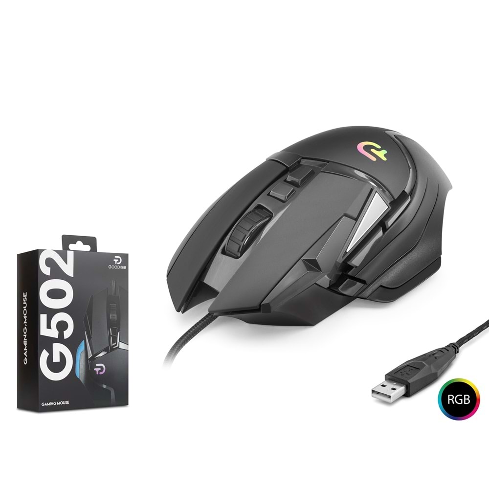 Nodar G502 RGB Gaming Mouse – 7200 DPI, 6 Tuş, Kablolu Oyuncu Mouse (Siyah)