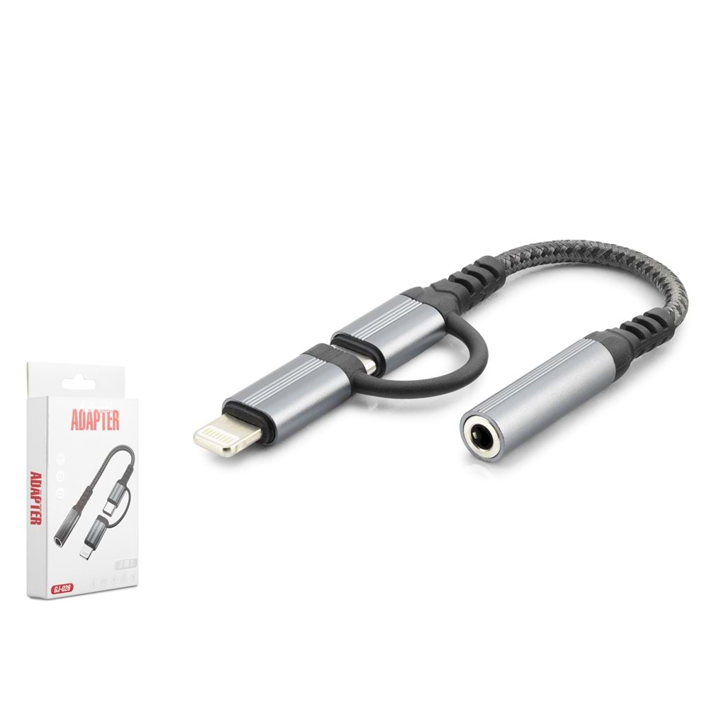 Hadron Gj-026 Type-C + Lightning To 3.5Mm F Kablo Siyah