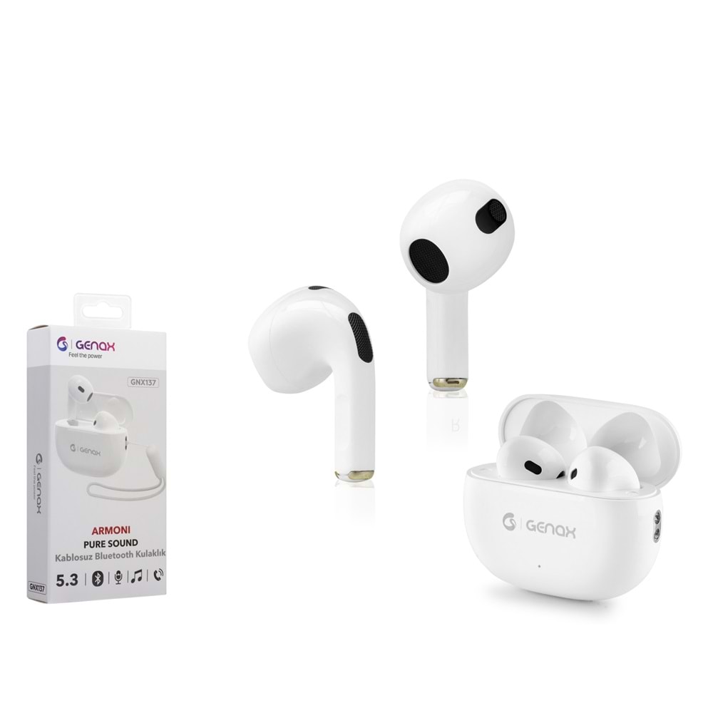 Genax Gnx137 Mikrofonlu Telefon Kulaklığı Bluetooth Beyaz