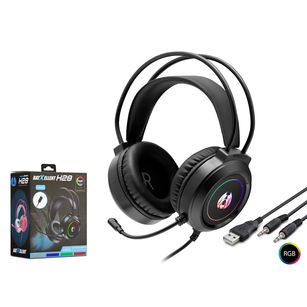 Hadron H28 Oyuncu Kulaklığı 2*3.5Mm + Usb Rgb Siyah