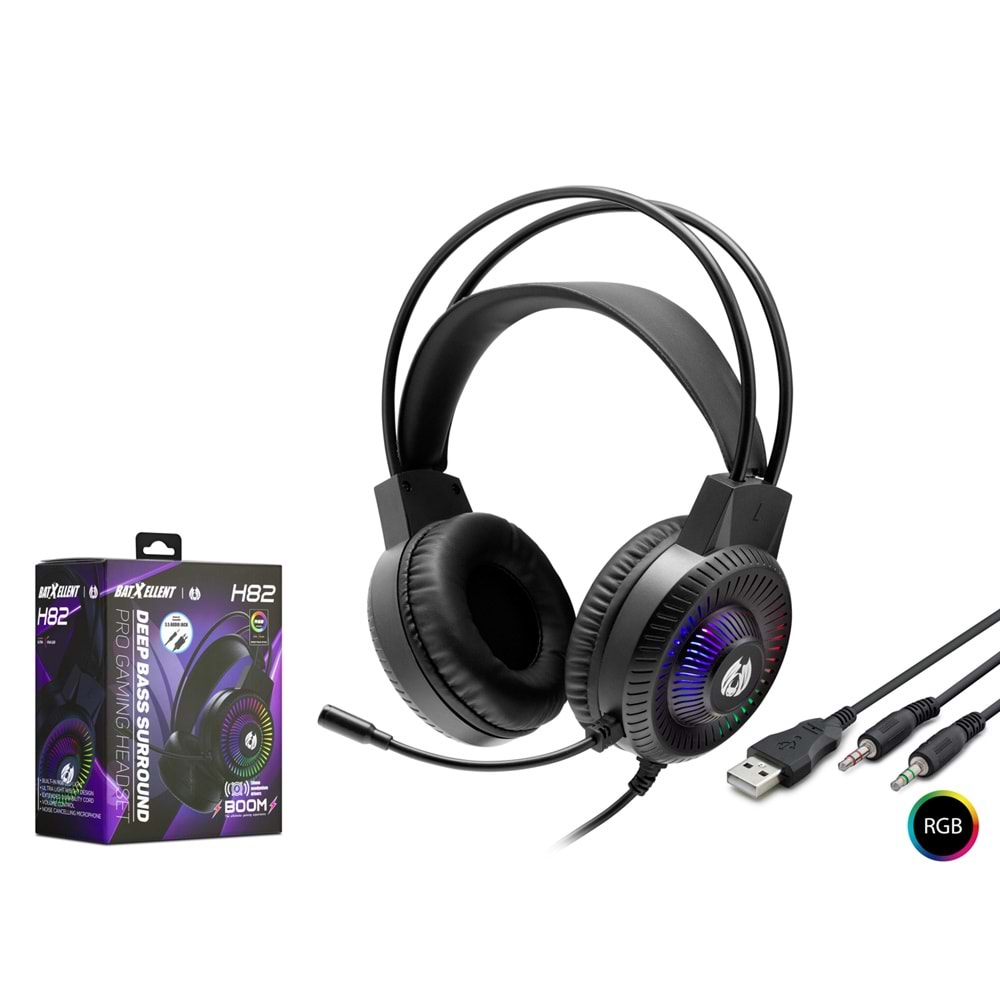 Hadron H82 Oyuncu Kulaklığı 2*3.5Mm + Usb Rgb Siyah