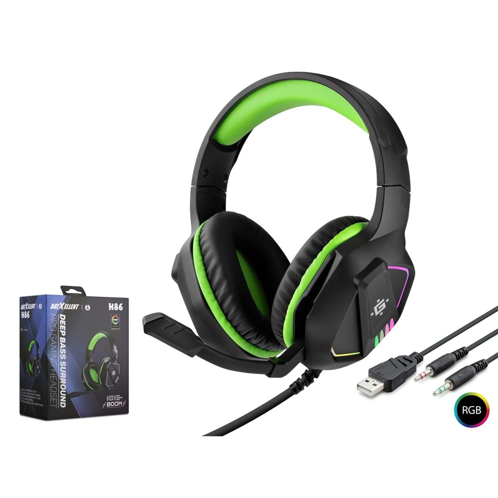 Hadron H86 Oyuncu Kulaklığı 2*3.5Mm + Usb Rgb Siyah