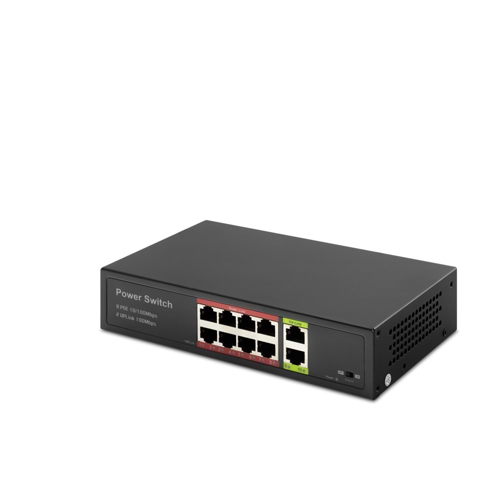 HADRON HD08 PoE Switch 8 Port 10/100 Mbps 2 Uplink - Siyah