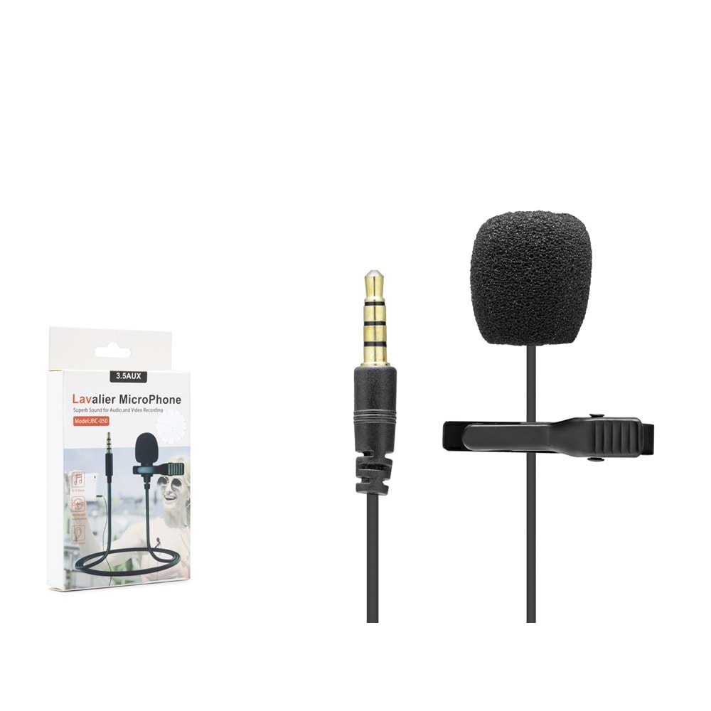 HADRON HD571 Telefon Uyumlu Yaka Mikrofonu 3.5 mm 90 cm Siyah