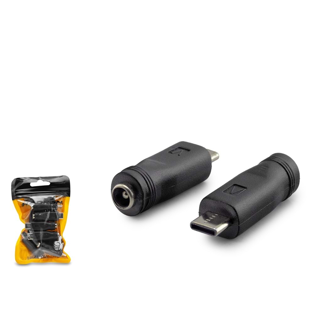 Hadron Hdx1340 Notebook Adaptör Ucu Çevirici Type-C To 5.5*2.5 F 10Lu Paket Siyah
