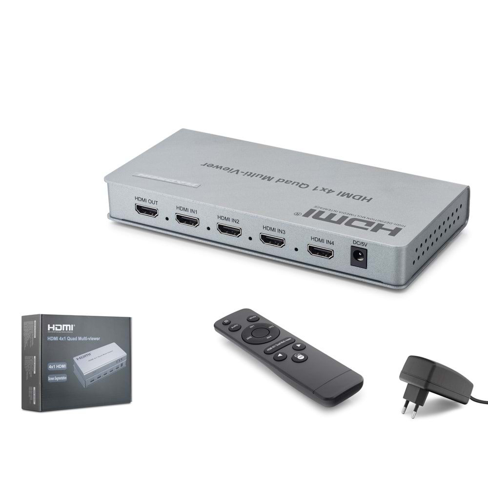 HADRON HDX1436 HDMI Quad Multi Viewer 4x1 Çoklu Görüntüleme Cihazı Gri