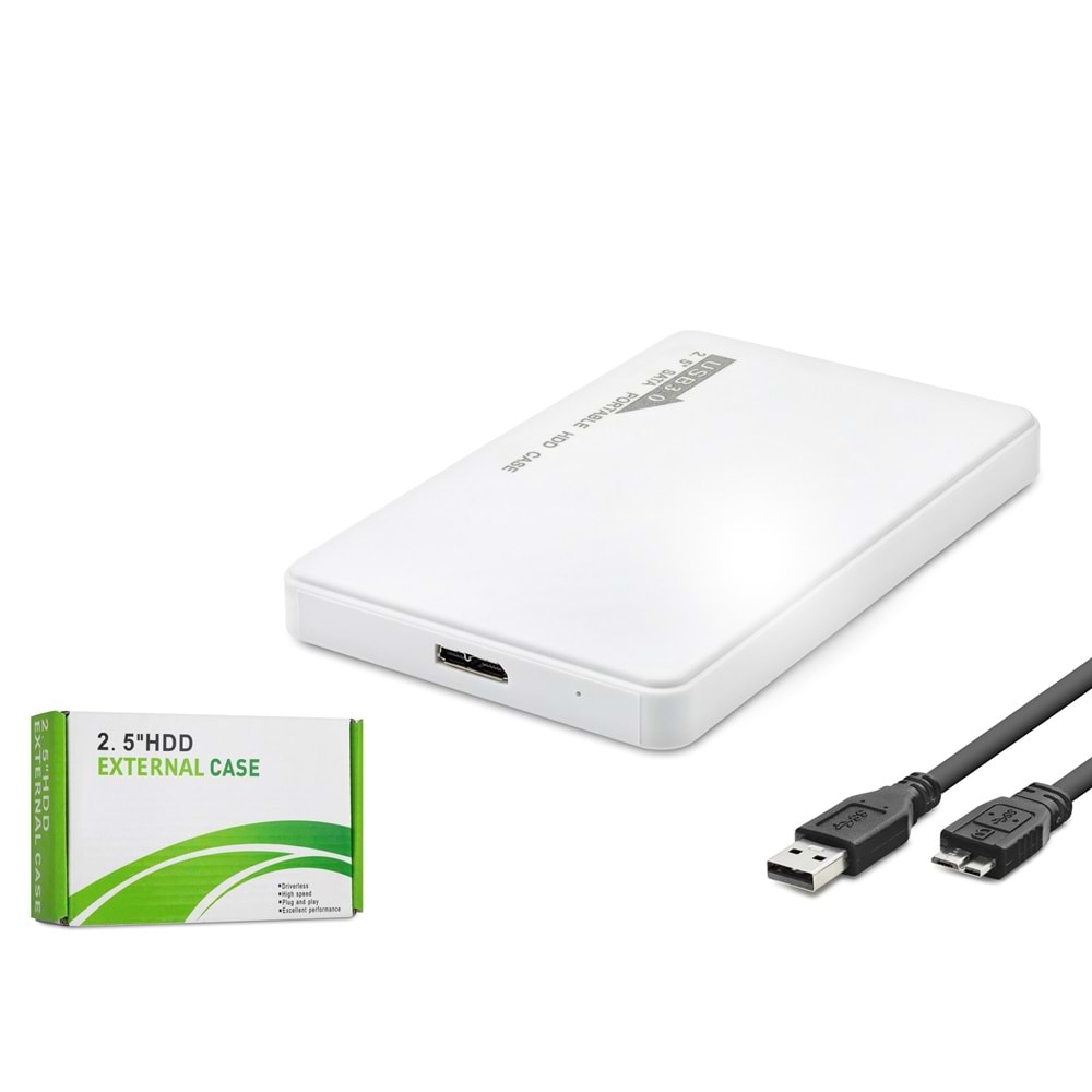 HADRON HDX1752 2.5 İnç SATA HDD/SSD Harici Disk Kutusu USB 3.0 Micro-B - Beyaz