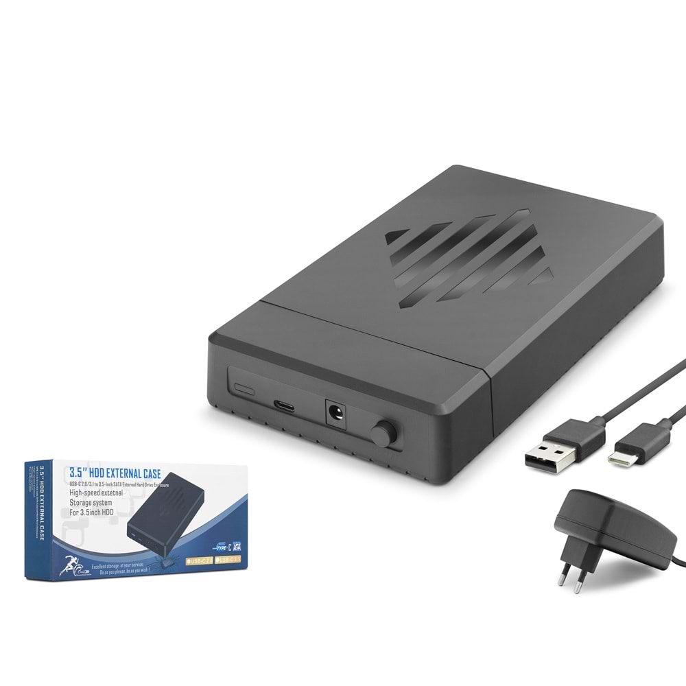 HADRON HDX1795 3.5 İnç SATA HDD Harici Disk Kutusu USB 3.0 Type-C - Siyah
