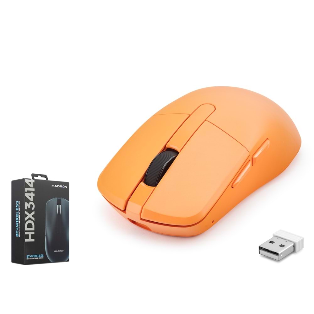 HADRON HDX3414G Dual Mode Şarjlı Kablosuz Mouse Bluetooth 2.4 GHz 6200 DPI Turuncu