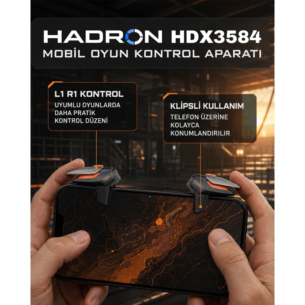 HADRON HDX3584 Mobil Oyun Kontrol Aparatı 2 Butonlu Siyah Turuncu