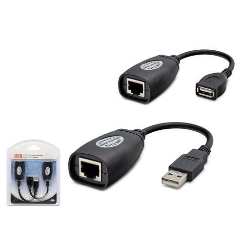 HADRON HDX5008 USB RJ45 Extender Uzatıcı Seti 45 m Siyah