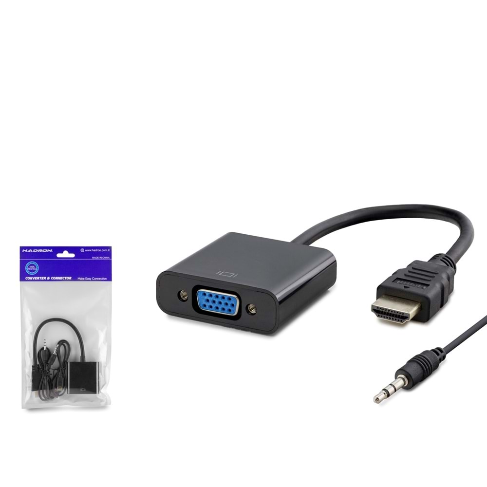 Hadron Hdx7806 Hdmi To Vga F Çevirici + Audio 1080P Ps4 5V Güç Girişli Siyah