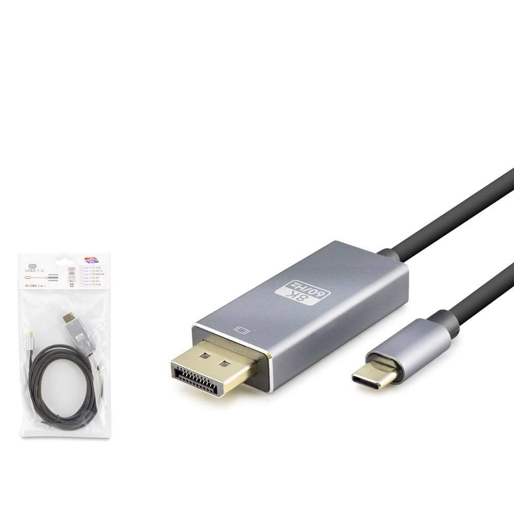 Hadron Hdx7859 Type-C To Display Kablo 8K 60Hz Pvc 1.8M Siyah