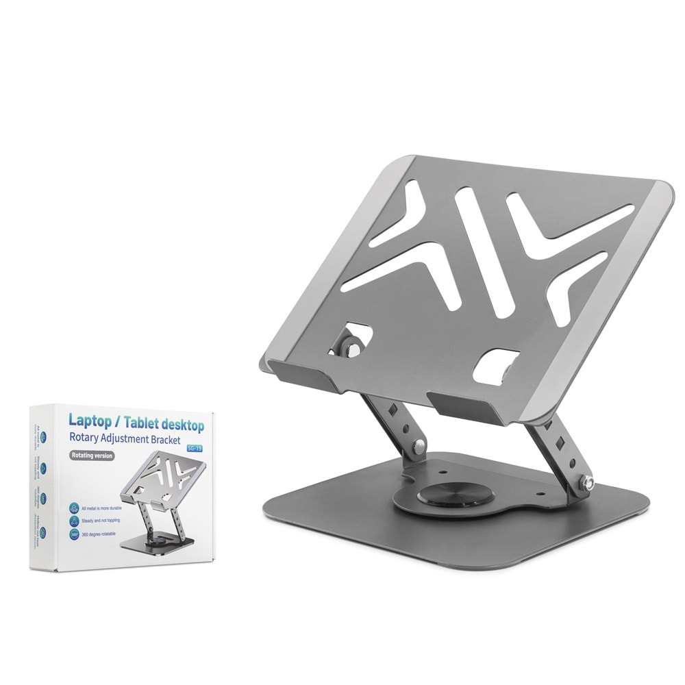 Hadron HDX8017 Laptop Tablet Standı Karbon Çelik Silikon Kaymaz Gri