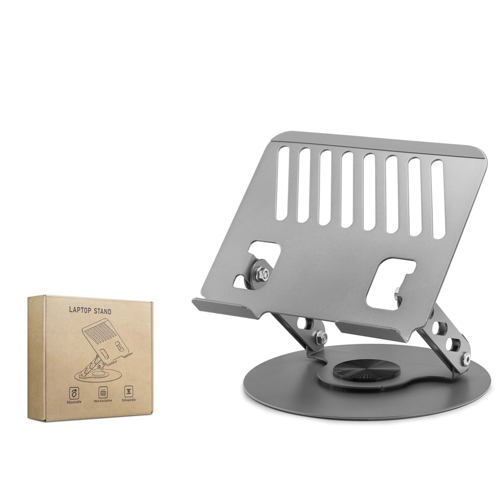 Hadron HDX8018 Laptop Tablet Standı Karbon Çelik 200*200*45 mm Gri